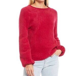 Chelsea & Violet Small Pink Balloon Sleeve Eyelash Sweater Pullover Chunky NEW